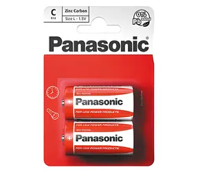 Panasonic Zinkouhlíková baterie C 2 ks / Baterie / Zinkouhlíková / 1,5 V
