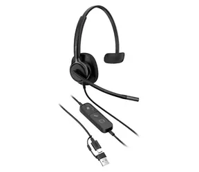 HP Poly Mission 415 černá / Sluchátka s mikrofonem / Kabelové / Potlačení hluku / USB-C, USB-A