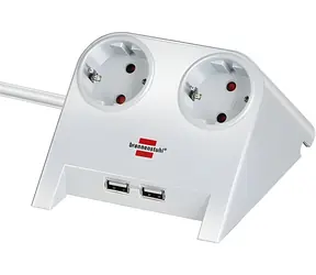 Brennenstuhl Desktop-Power bílá / Stolní USB nabíječka / 2x zásuvka 230V / 2x USB-A / 2100 mA