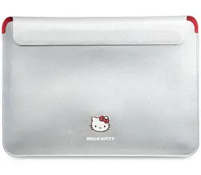 Hello Kitty PU Metal Logo pouzdro na 14" notebook stříbrné / Pouzdro na notebook / PU kůže / Kovové logo
