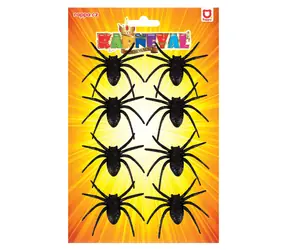RAPPA Dekorace pavouci třpytiví 8 ks / Černá / 6 cm / Halloween
