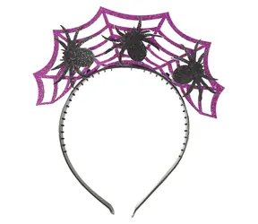 RAPPA Čelenka Halloween fialová s pavouky / Doplněk ke kostýmu / Karneval