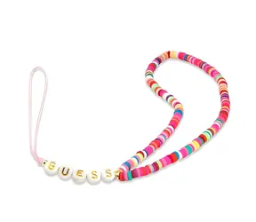 Guess Heishi Beads vícebarevná růžová / Poutko na telefon