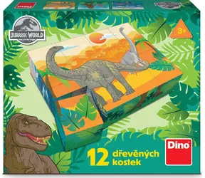 DINO Obrázkové kostky Jurský svět / 12 kostek / 6 motivů