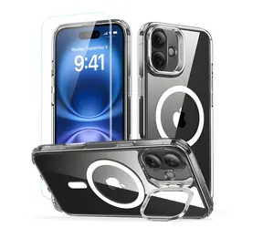 ESR Classic Hybrid HaloLock transparentní / Kryt se stojánkem a tvrzené sklo / iPhone 16 Plus / MagSafe