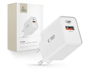 Tech-Protect NC30W bílá / Nabíječka / USB-C PD 30W / USB-A QC 3.0