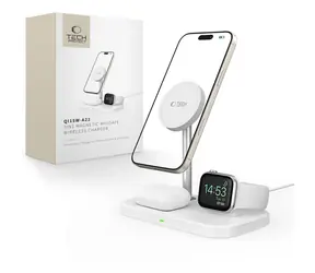 Tech-Protect QI15W-A22 MagSafe bílá / Bezdrátová nabíječka / 3v1 stojánek / 15W / pro iPhone, Apple Watch a AirPods