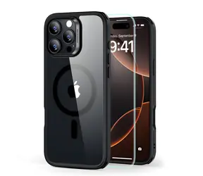 ESR Classic Hybrid HaloLock čirá, černý rámeček / Pouzdro + tvrzené sklo / Apple iPhone 16 Pro Max / MagSafe