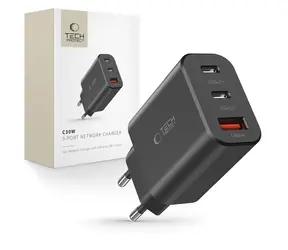 Tech-Protect NC30W černá / Nabíječka / 2x USB-C PD 30W / USB-A QC 3.0