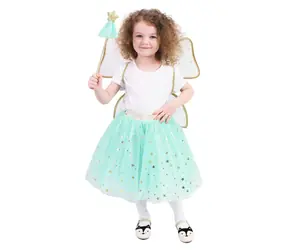 RAPPA Dětský kostým víla zelená / Tutu sukně, křídla a kouzelná hůlka / 3-10 let