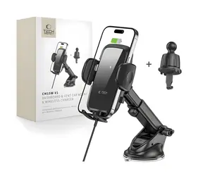 Tech-Protect CM15W-V1 Držák telefonu do auta černá / Držák do auta / Bezdrátové nabíjení 15W / Do mřížky ventilace