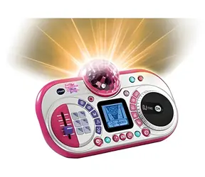 VTECH Kidi Super Star DJ Studio 80-531704 černá/růžová / DJ mixpult s mikrofonem / Nahrávání skladeb / od 6 let