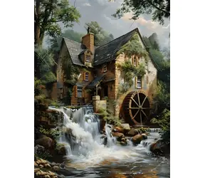 NORIMPEX Diamantové malování Mlýn / 30x40 cm