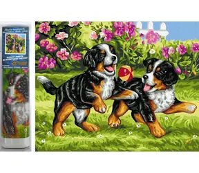 NORIMPEX Diamantové malování Hravá štěňátka / 30x40 cm