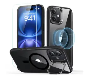ESR Classic Hybrid HaloLock černá / Pouzdro se stojánkem + ochranné sklo / Apple iPhone 16 / MagSafe