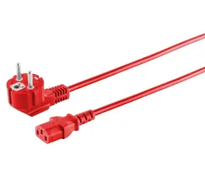 MicroConnect Síťový napájecí kabel Schuko 90° - C13 červená / Napájecí kabel / 3 m / 250 V / 10 A