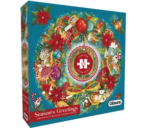 GIBSONS Kulaté puzzle Vánoční pozdravy / 500 dílků / průměr 49 cm