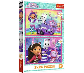 TREFL Puzzle Gábinin kouzelný domek: Zábava s Gábi / 2x24 dílků / 27,5 x 18 cm / od 3 let