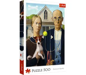TREFL Puzzle Americká gotika: Psí edice / 500 dílků / 48 x 34 cm / pro dospělé
