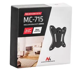 Maclean MC-715 černá / Nástěnný držák pro TV / 13-27" / VESA 100x100 / nosnost 25 kg