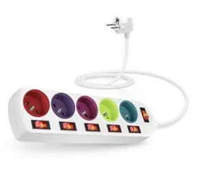 CONNECT IT prodlužovací kabel 230V barevná / 5 zásuvek / 2 m / s vypínačem