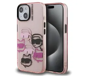 Karl Lagerfeld IML Multi K&CH Heads pro iPhone 15 Pink / Zadní kryt