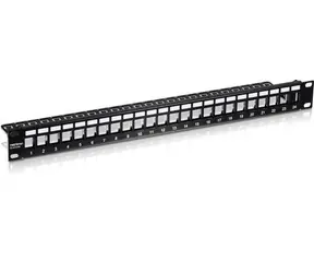 TRENDnet TC-KP24S černý / Patch panel / 24x Keystone / stíněný / 19" / 1U