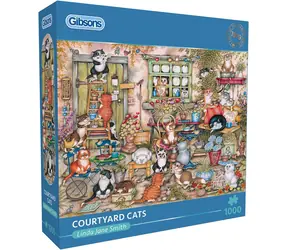 GIBSONS Puzzle Kočky na dvorku / 1000 dílků / 68 x 49 cm