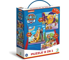 DODO Puzzle Tlapková patrola: Na hřišti 3v1 / 25+36+54 dílků / 20 x 20 cm