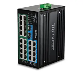 TRENDnet TI-PG262 / Průmyslový switch / 24x Gigabit / 16x PoE+ / 2x SFP / 480 W PoE / DIN-Rail