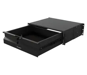 Lanberg Výsuvná police do racku 360 mm černá / Rack police / 19" / 3U / nosnost 90 kg / 4bodová montáž