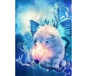 NORIMPEX Diamantové malování Koťátko s květinkou / 30x40 cm