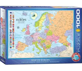 EUROGRAPHICS Puzzle Mapa Evropy / 1000 dílků / 67,6 × 48,9 cm