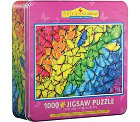 EUROGRAPHICS Puzzle Motýlí duha v plechové krabičce / 1000 dílků / 67,6 × 48,9 cm