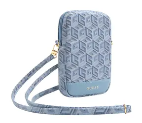 GUESS PU G Cube Zip Bottom Stripe modrá / Kabelka na telefon / Kůže PU