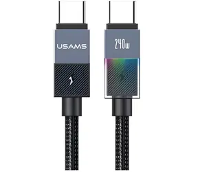 USAMS SJ777 šedá / Datový kabel / USB-C - USB-C / PD 240W / 1,2 m