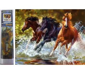 NORIMPEX Diamantové malování Koně v řece / 30x40 cm