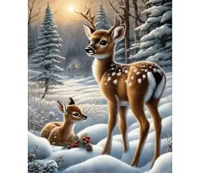 NORIMPEX Diamantové malování Koloušci v zasněženém lese / 30x40 cm