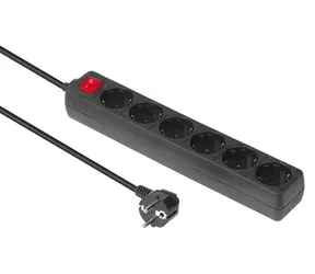 MicroConnect Prodlužovačka 6x Schuko s vypínačem černá / Prodlužovací kabel / 1,5 m / 16 A / 250 V