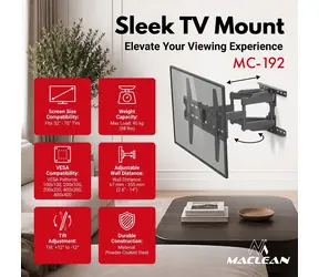 Maclean nástěnný držák TV černá / Nástěnný držák pro TV / 32-70" / VESA 100x100-400x400 / nosnost 40 kg