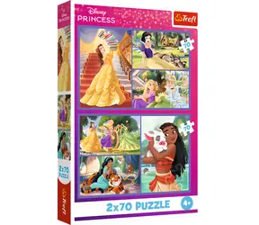 TREFL Puzzle Disney princezny: Pohádkové dny / 2x70 dílků / 27,5 x 18 cm / od 4 let