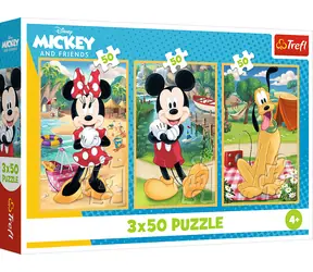TREFL Puzzle Mickey Mouse: Dovolená / 3x50 dílků / od 4 let / 27,5 x 18 cm