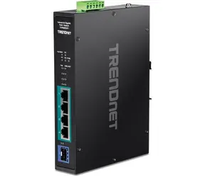 TRENDnet TI-PGM541 / Průmyslový switch / 5 portů / 4x Gigabit PoE+ / 120 W / DIN-Rail / -20~65 °C