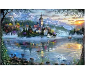 NORIMPEX Diamantové malování Zámek na ostrově / 30x40 cm