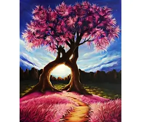 NORIMPEX Diamantové malování Růžový strom / 30x40 cm