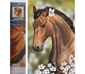 NORIMPEX Diamantové malování Kůň s květinami / 30x40 cm