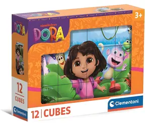 CLEMENTONI Obrázkové kostky Dora průzkumnice / 12 kostek / od 3 let