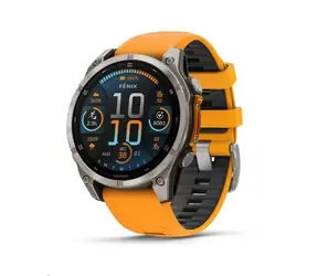 Garmin fenix 8 47mm Titanium, oranžovo-grafitový řemínek / Chytré hodinky / AMOLED / GPS / voděodolné