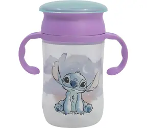 STOR Dětský tréninkový hrnek 395 ml Stitch / Dětský hrnek / S úchyty a víčkem / Bez BPA