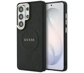 Guess Saffiano Peony Embossed Ring MagSafe černá / Zadní kryt / Samsung Galaxy S26 Ultra / MagSafe